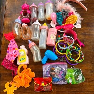Juice Doll Bottle Lot Toys hair brushes etc